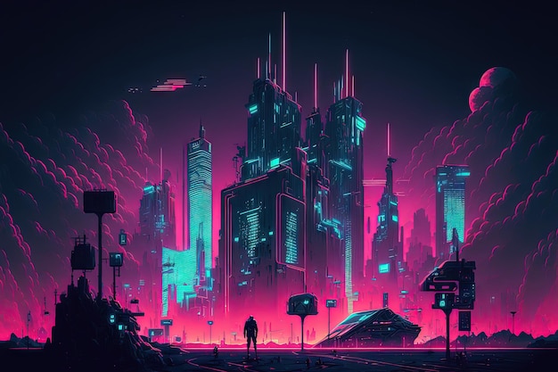 Premium AI Image | Neocyberpunk background concept