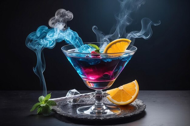 Neofuturistische cocktail met rook.