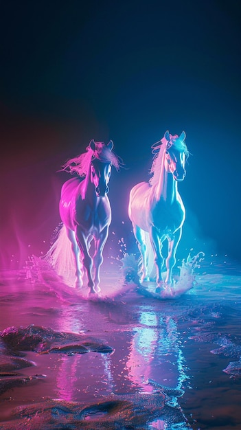 A neon 2 horses UHD