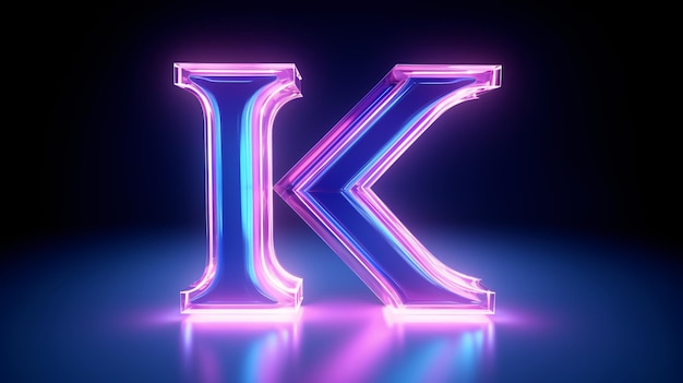 Neon 3D font Blue and pink neon light 3D rendering