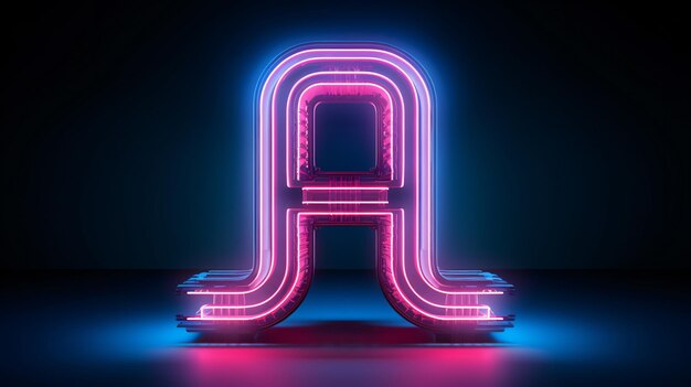 Neon 3D font Blue and pink neon light 3D rendering