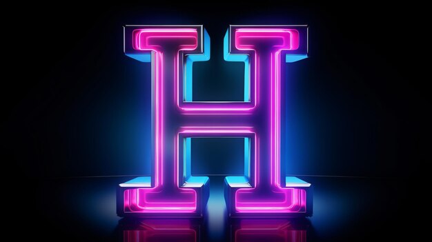 Neon 3D font Blue and pink neon light 3D rendering