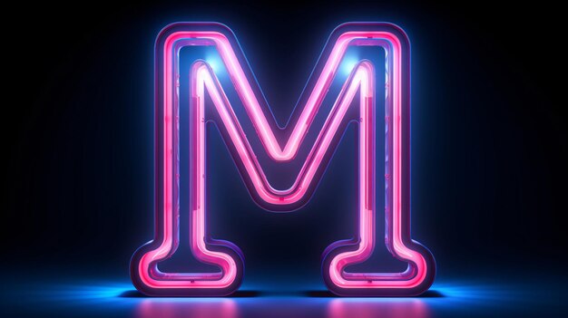 Foto font 3d al neon rendering 3d a luce al neon blu e rosa