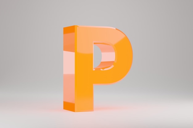 Photo neon 3d letter p uppercase. yellow neon letter isolated on white background. glossy yellow neon glowing alphabet. 3d rendered font character.