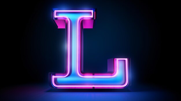 Foto neon 3d-lettertype blauwe en roze neonlicht 3d-weergave