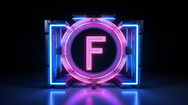 Foto neon 3d-lettertype blauwe en roze neonlicht 3d-weergave