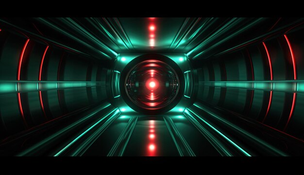 Neon abstract background tunnel entrance with a secret door