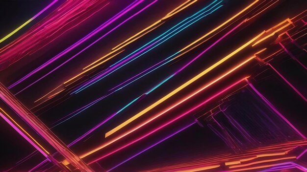 Neon abstract lines 3d background