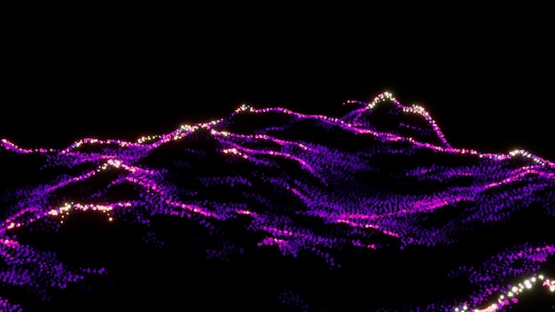 Neon Abstract Mountain Landscape 44 Var Glowing Dots Particles 3D Background Dynamic Wallpaper