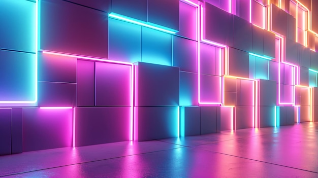Neon abstracte achtergrond kleurrijke neon tunnel ruimte concept illustratie