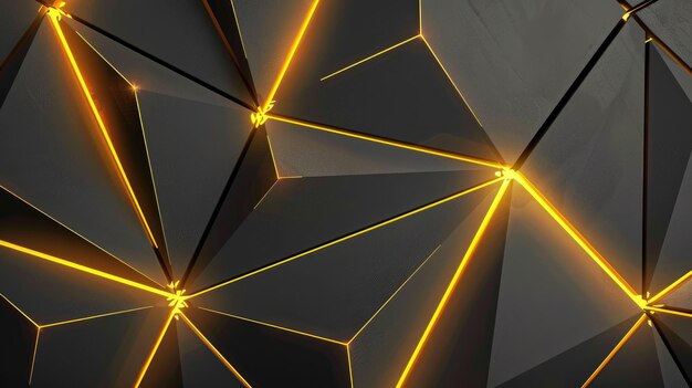 Neon accents adorn an abstract geometric background