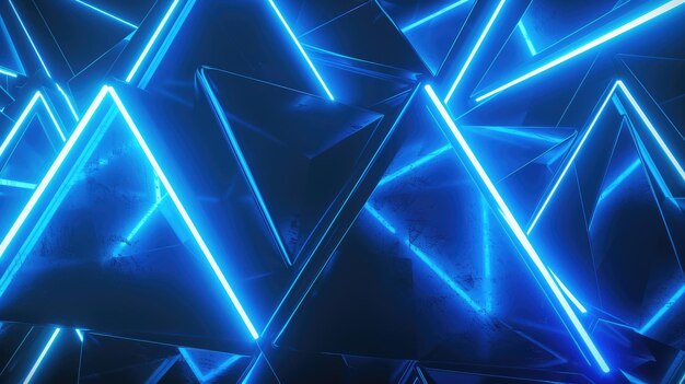 Photo neon accents adorn an abstract geometric background
