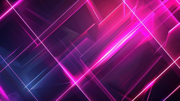 Neon accents adorn an abstract geometric background