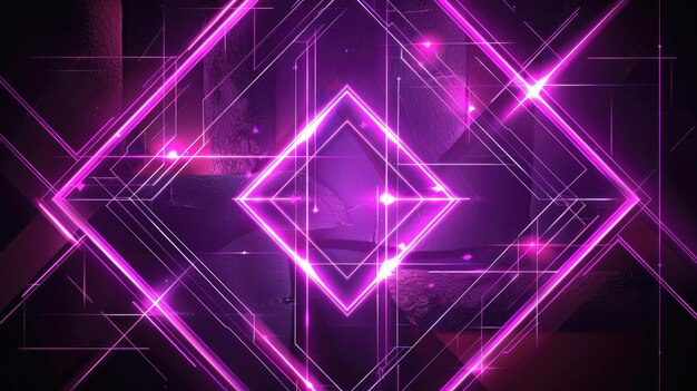 Neon accents adorn an abstract geometric background