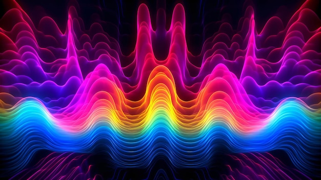 Neon Achtergrond met Neon Spectrum Waves AI gegenereerd