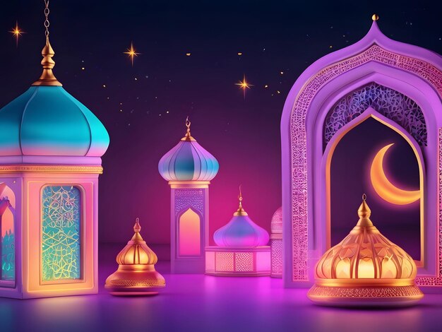 Neon achtergrond van de Ramadan