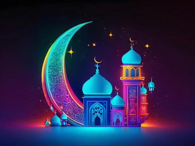 Neon achtergrond van de Ramadan