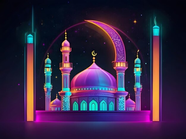 Neon achtergrond van de Ramadan