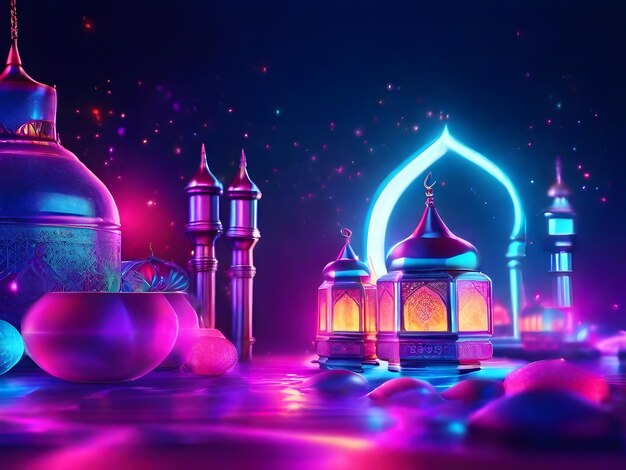 Neon achtergrond van de Ramadan