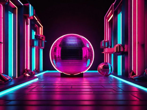 Neon achtergrondconcept Disco neon licht achtergrond 3D rendering