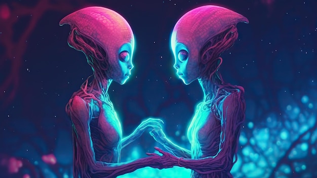 neon alien illustration