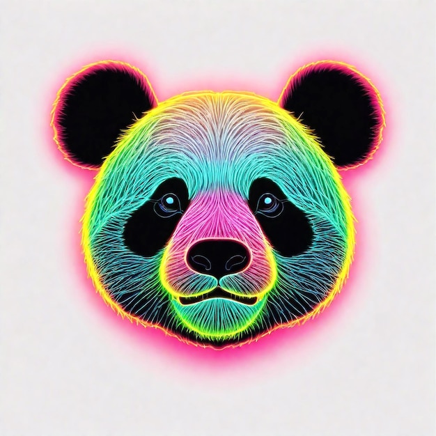 Neon animal face outline illustration on white background