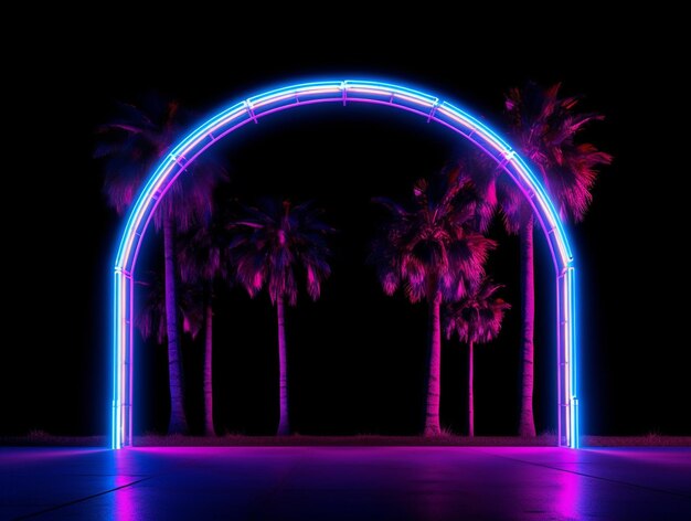 A neon arch in the dark