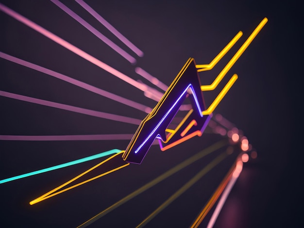 Neon arrow on a dark background 3d rendering 3d illustration