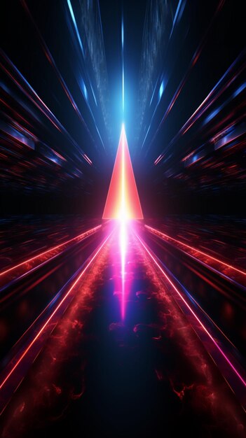 ネオンの矢が現実を突き抜け、その光る誘導によってユニークな視覚的視点を提供する Vertica