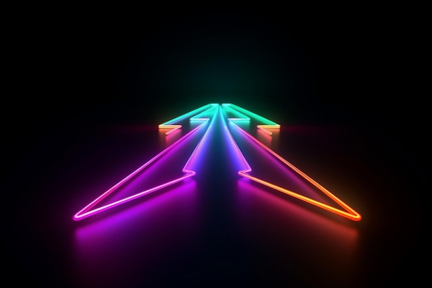 A neon arrow with the word light on it