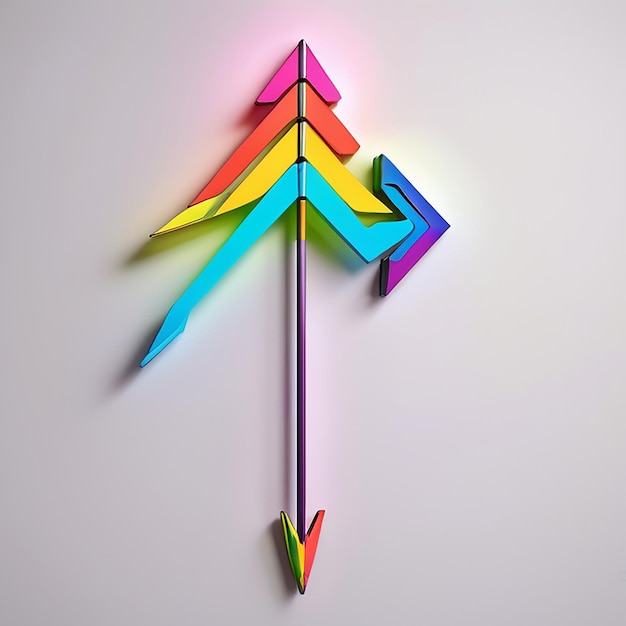 Photo neon arrows on the water surface 3d rendering