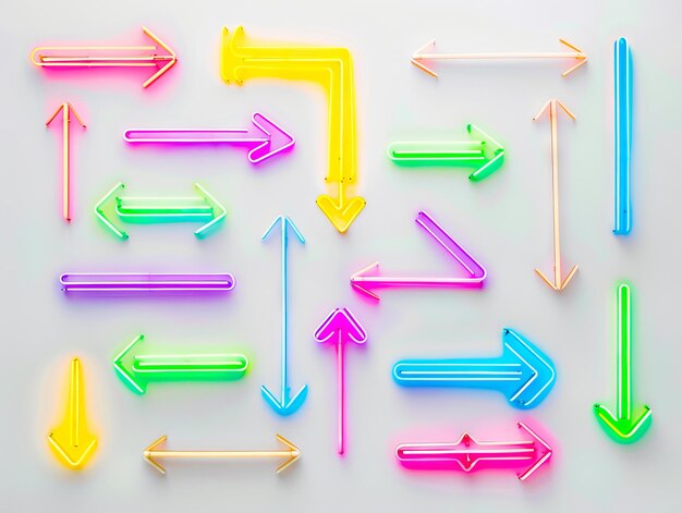 Neon arrows on white background