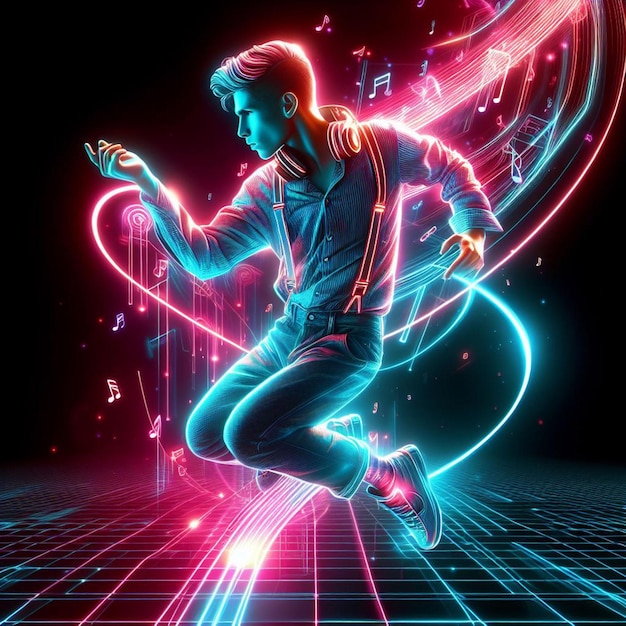 neon art of a dancer