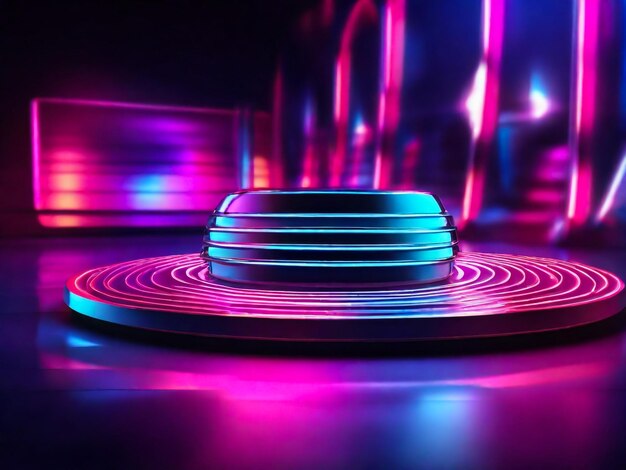 Neon background concept Disco neon light background 3d rendering