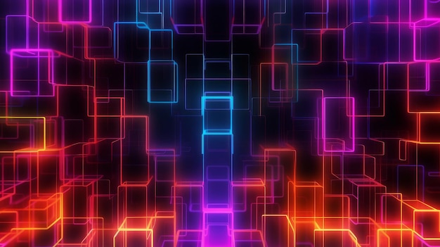 Neon Background with Digital Grid AI generated