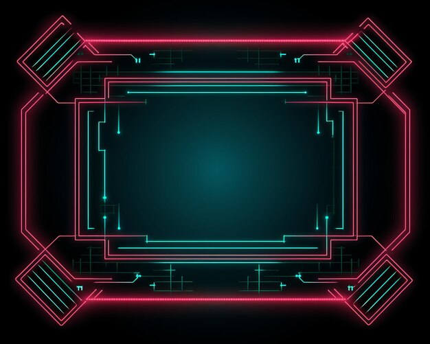 neon background with a futuristic design in the shape of a square