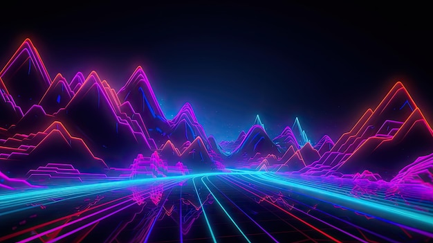 A neon background with a graph in the middle