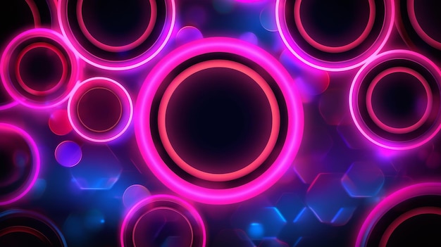 Neon Background with Neon Circles AI generated