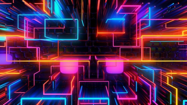 Neon Background with Neon Digital Art AI generated