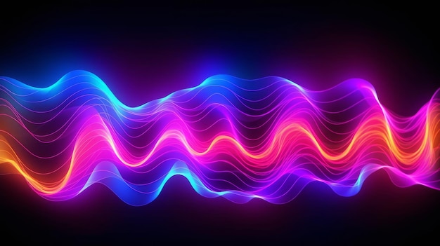 Photo neon background with neon spectrum waves ai generated