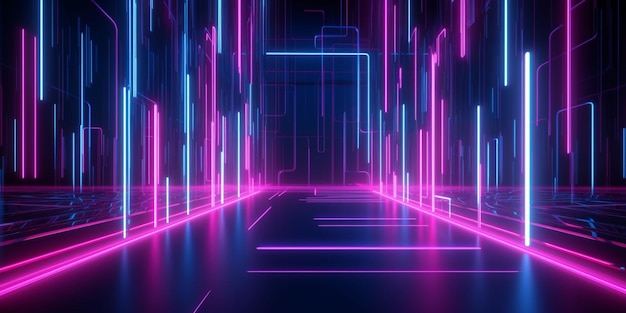 A neon background with a purple and blue neon lights.