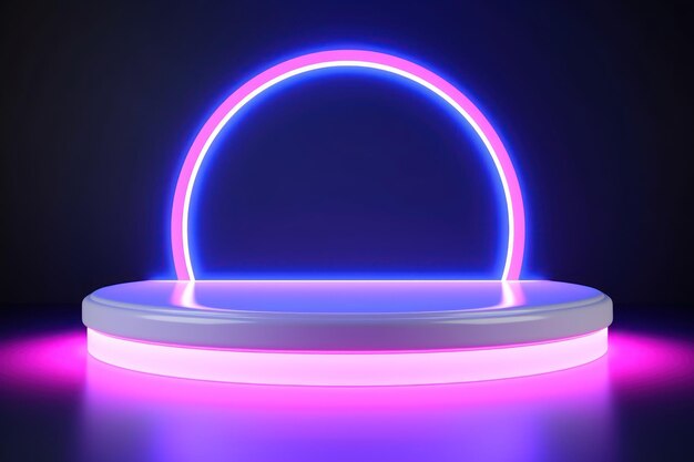 Photo neon background with white podium