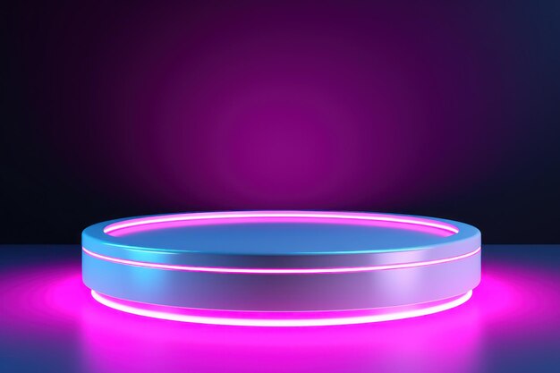 Photo neon background with white podium