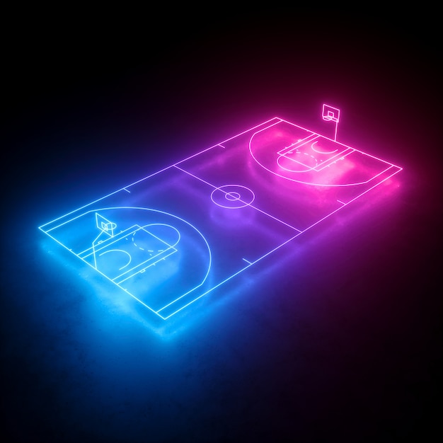 Photo neon basketball field scheme