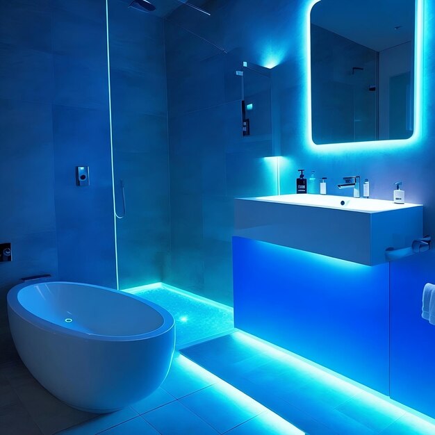 neon bathroom generated AI