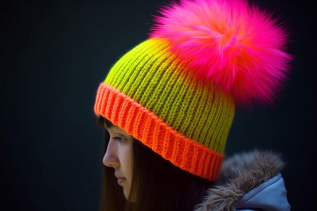 Foto un berretto fluo con un pompon in cima