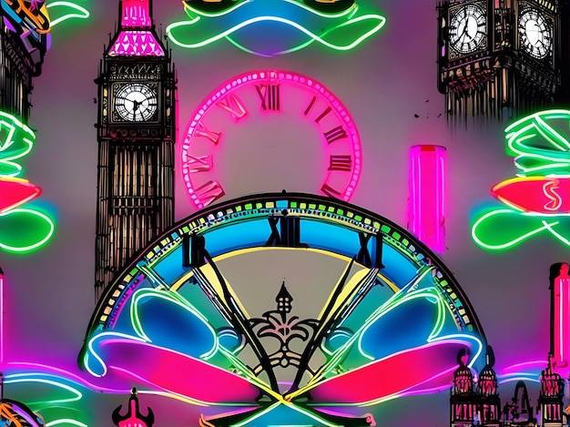 Neon Big Ben Clock