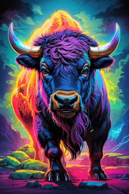 Neon Bison Dreams A Surreal 80s Comeback