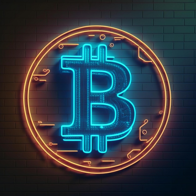 Foto neon bitcoin illustratie