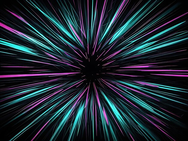 Neon Black Abstract Background Vibrant Glowing Art